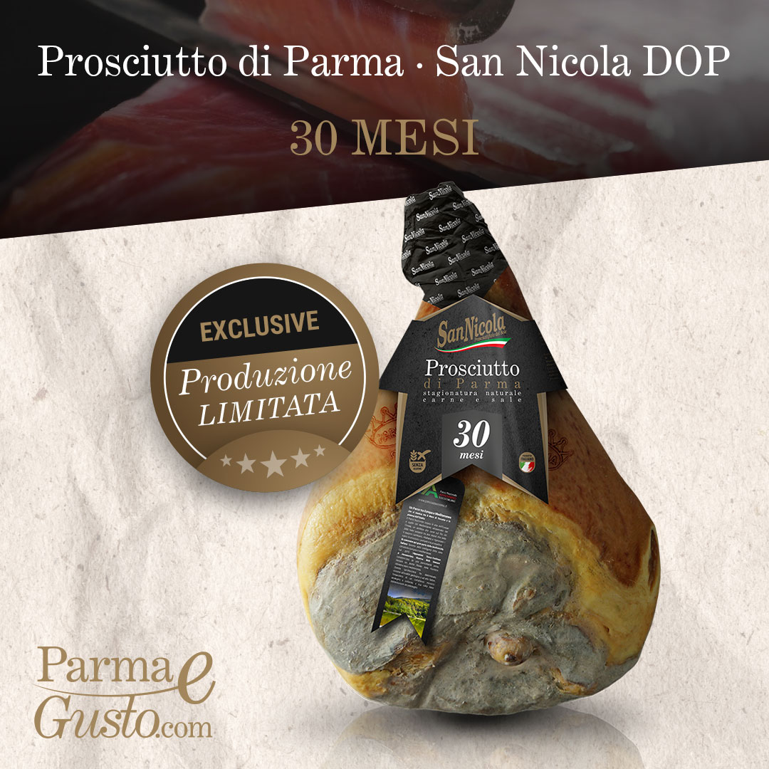 Prosciutto di Parma San Nicola DOP 30 Mesi, intero con osso. Shop online di PARMAeGUSTO by San Nicola.