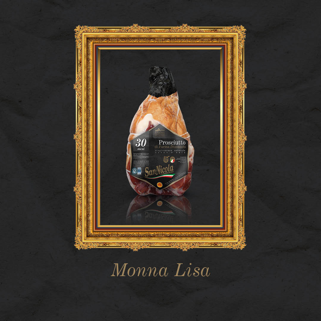 Monna Lisa. Le Eccellenze di PARMAeGUSTO Prosciutto di Parma San Nicola 30 Mesi Disossato Legato.